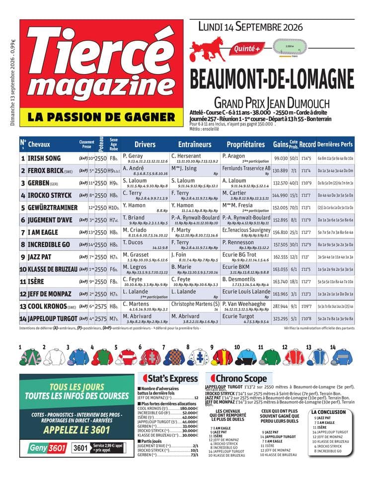 Couverture de l'édition du Dimanche 13 septembre 2026