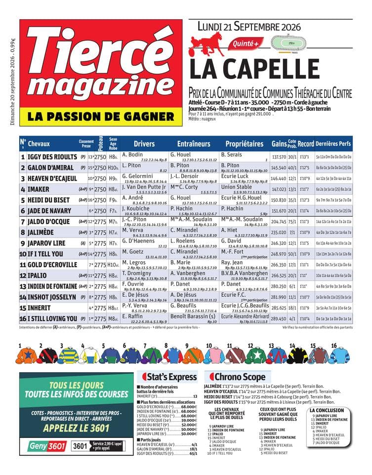 Couverture de l'édition du Dimanche 20 septembre 2026