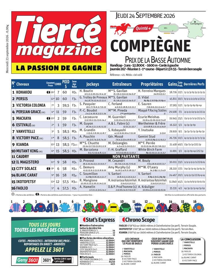 Couverture de l'édition du Mercredi 23 septembre 2026