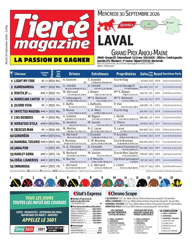Couverture de l'édition du Mardi 29 septembre 2026